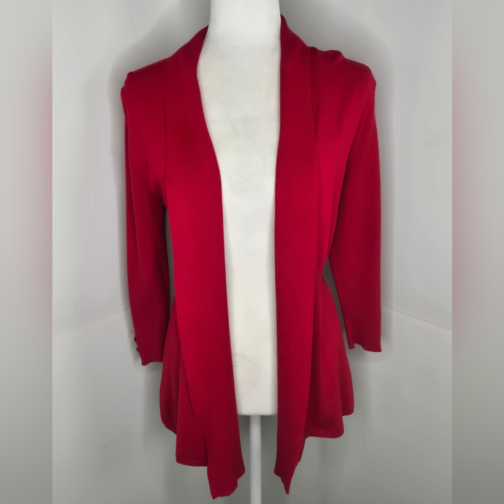 🏈 Premise Studio Classic Red Knit Open Cardigan Large Valentine Red